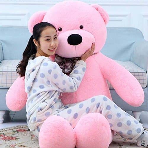 OSJS Teddy Bear with Neck Bow 4 Feet 121 cm Pink Stuffed Spongy Lovable/Huggable Teddy Bear with Neck Bow for Girlfriend/Birthday Gift/Boy/Girl
