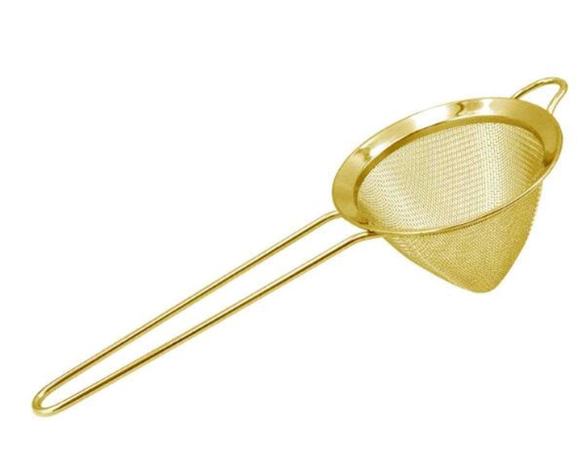 Fine Mesh Cocktail Strainer - Fine Stainless Steel Mesh Strainer for Rice, Flour, Pasta Cocktail Drink Bar Strainers Bartender Bar Tool (Gold)