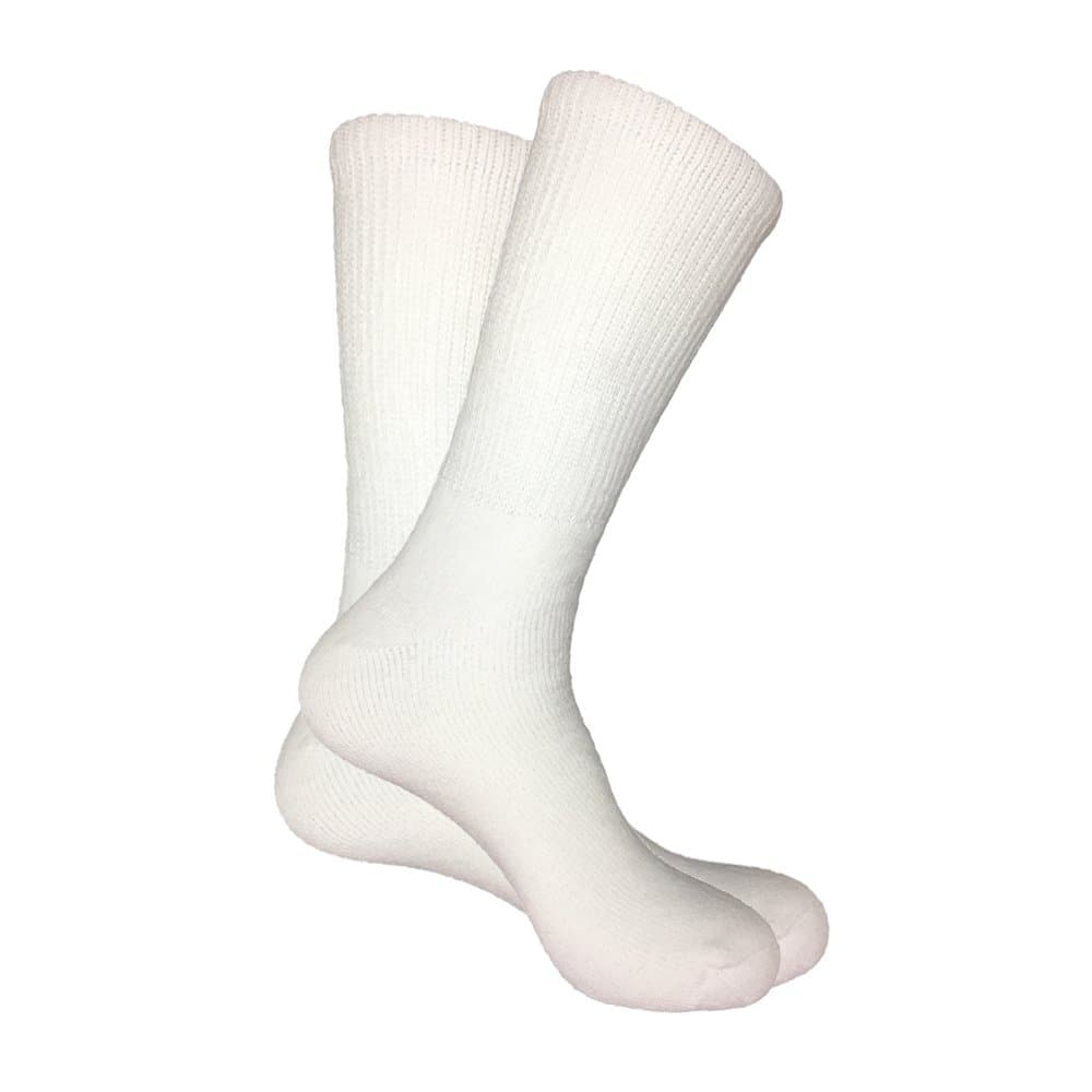 Mens Big and Tall Crew Socks Size 13-15 Loose Top Cotton (6-pairs)