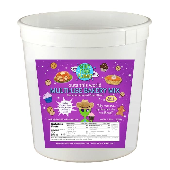 Grain Free Planet's Multi-Use Bakery Mix | Clean Keto Low Carb Baking Mix | Makes Cookies, Pancakes & Waffles, Pie Crusts, Cakes and More | Free From Gluten, Grains, Dairy, Sugar, Soy, and Lectins | 2.5lb