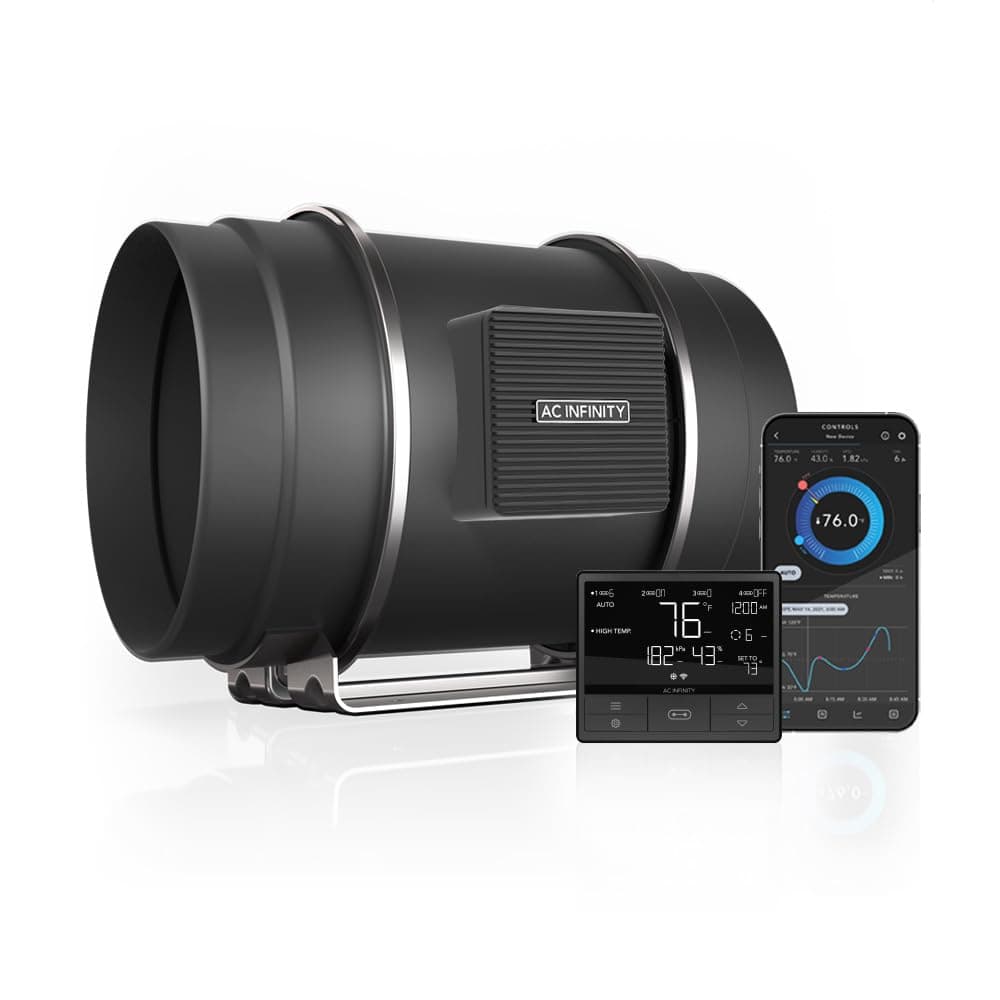 CLOUDLINE PRO T8, Quiet 8” Inline Duct Fan with Temperature Humidity VPD Controller, WiFi Integrated App Control - Ventilation Exhaust Fan for Heating Cooling, Grow Tents, Hydroponics