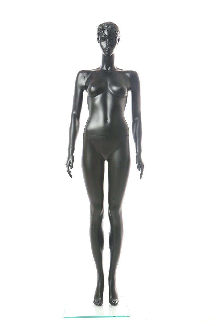 CS Skin Colour: Matt and Shine Female Abstract Mannequin Chic Fashion Contoured Hairstyle Face, CS17-8 schwarz matt, CS17-8 schwarz matt