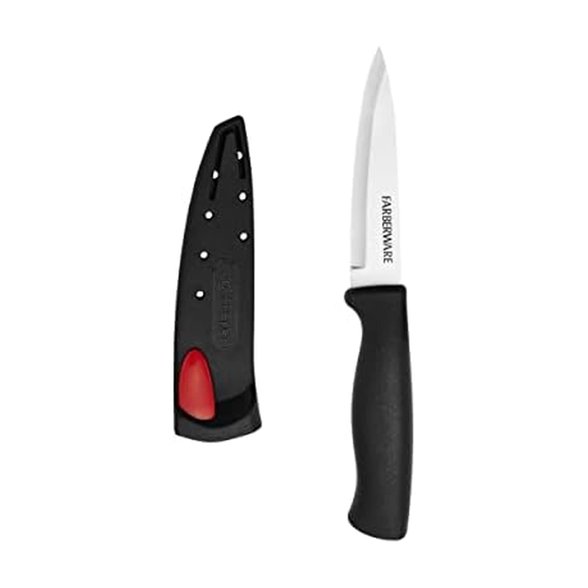 Edgekeeper 3.5-Inch Paring Knife with Self-Sharpening Blade Cover, High Carbon-Stainless Steel Kitchen Knife with Ergonomic Handle, Razor-Sharp Knife, Black