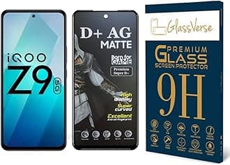 GlassVerse D+ Matte Tempered Glass With 18H Hardness For Iqoo Z9 5G Cellphone(Pack of 1) Full Screen Protector With Free Installation Kit Full Screen Coverage-6.67 Inch