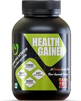 Pharma Science Ayurvedic Weight Gainer Supplement Powder for Men & Women, Supports Stamina, Muscle Mass | Natural Protein & Carbs | Health Gainer & High Calorie Formula | 150 gm