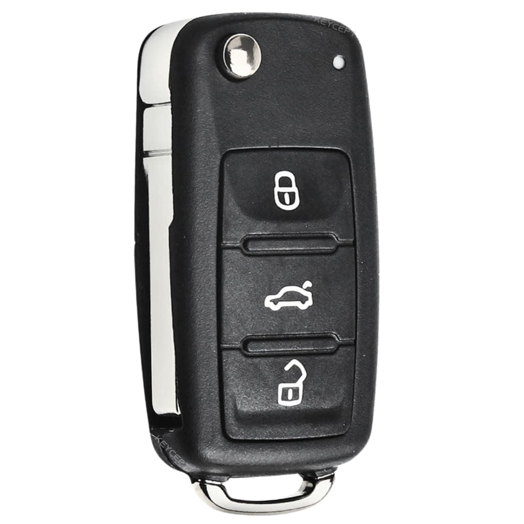 KEYCEPT Premium 3 Button Remote flip Key Shell for Volkswagen Polo, Vento, Passat, Jetta, Ameo and Other Models - Durable Key housing/Body/case Replacement.