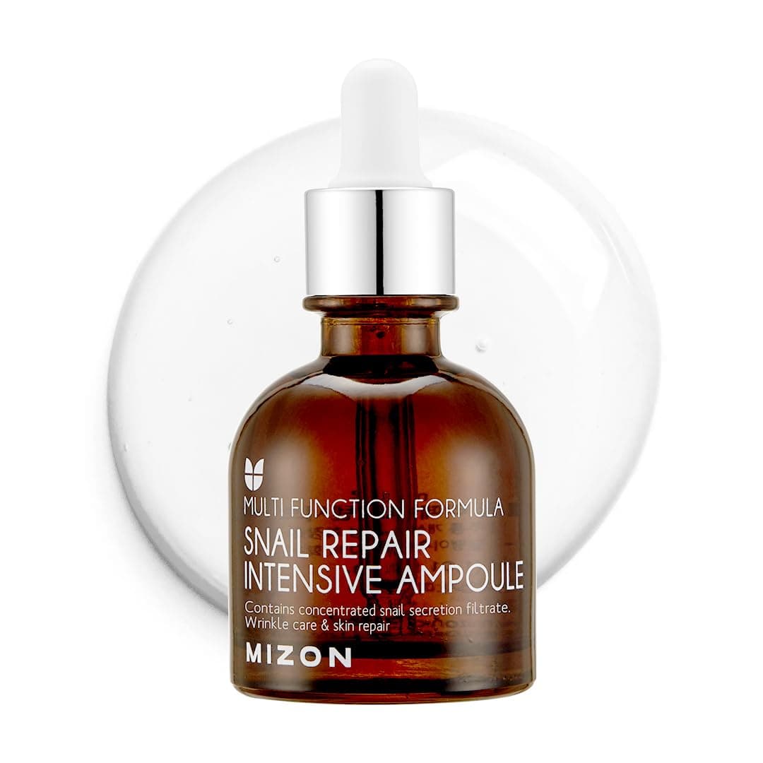 [MIZON] SNAIL REPAIR INTENSIVE AMPOULE (30ml) Korean Skincare - Hydrating & Plumping Repair Serum - Snail mucin extract + Peptides + Adenosine - Intensive anti-aging treatment - Glass Skin Glow