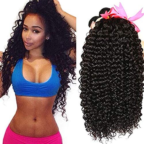 Unprocessed Brazilian Virgin Kinky Curly Sexy Human Hair Weave 3 Bundles Deep Curly Hair Extensions Natural black 95-100g/pc Mixed Length (14 16 18)