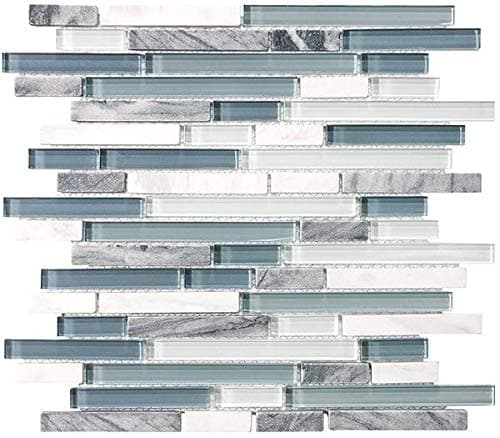 2" x 12" Sample - Bliss BSWS Stone and Glass Linear Mosaic Tiles - Bathroom Walls/Tub Surround/Kitchen Backsplash
