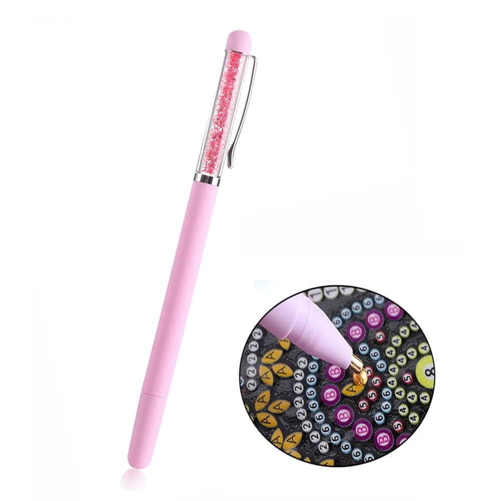 Crystal 5D Diamond Painting Pen, DIY Point Drill Crafts,Embroidery Pens，Sewing Cross Stitch Accessories 1pc (Pink)