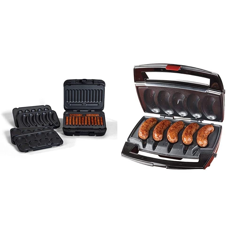 JOHNSONVILLE SIZZLING SAUSAGE GRILL Johnsonville BTG0500 Sizzling Sausage 3-in-1 Indoor Electric Grill, Large, Black & Johnsonville BTG0498 Sizzling Sausage Grill, OSFA, Black/Stainless