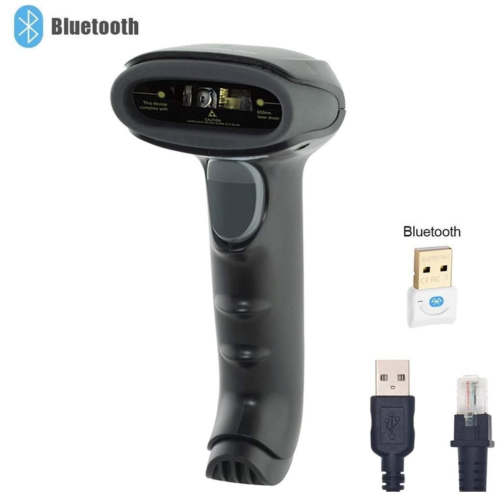 Bluetooth Wireless Barcode Scanner, Wonsidary 2 in 1 Wireless & Wired 1D Handheld Bar Code Scanner Reader Work with Ipad iPhone Android Phone Tablet Computer Supports Windows Mac OS Android iOS