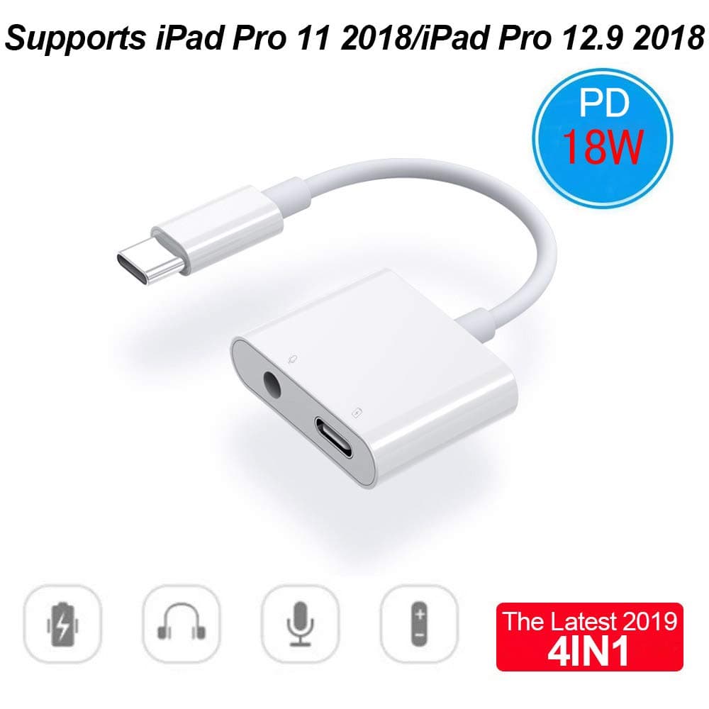 Zarsson USB C Headphone Adapter, USB Type C Audio Adapter 3.5mm Jack Earphone Adaptor Fast Charging Hi-Res Stereo Aux Cable for Google Pixel 3, 3XL/2, 2XL, Xiaomi, Huawei, iPad Pro 2018