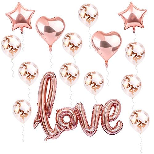 Rose Gold Love Balloons Bridal Shower Decor Wedding Decorations,Rose Gold Balloons Valentines Day Decorations Engagement Party Wedding Balloons kit