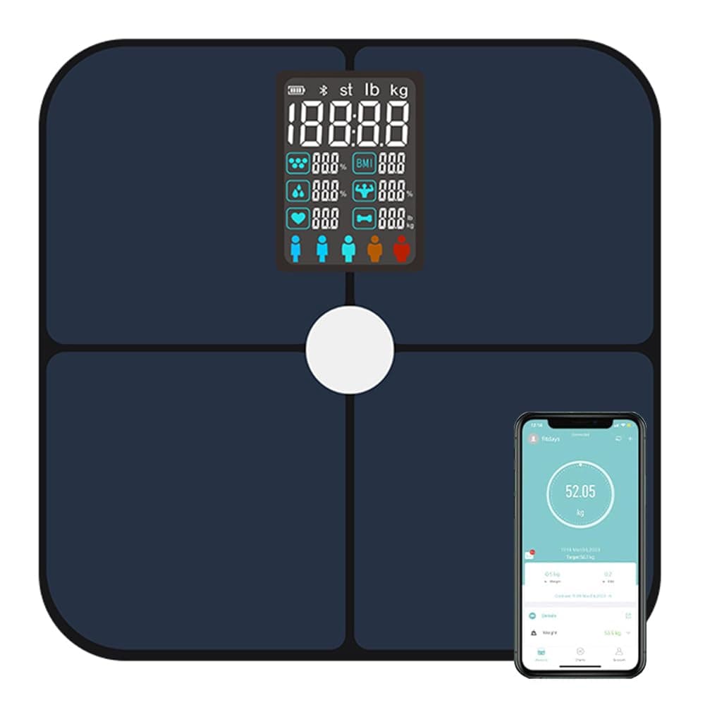 Scale X Pro for Body Weight and Fat, 2024 Upgraded Large Display Digital Smart Scale for Full Body Weight Fat Tracking for Bathroom Men Women (A-Black)