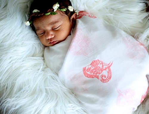 Muslin Swaddle Blanket by TURA TURI, 100% Cotton Muslin, Indian Tusker (Pink), Super Soft and Ideal for Newborns, 3 Pack