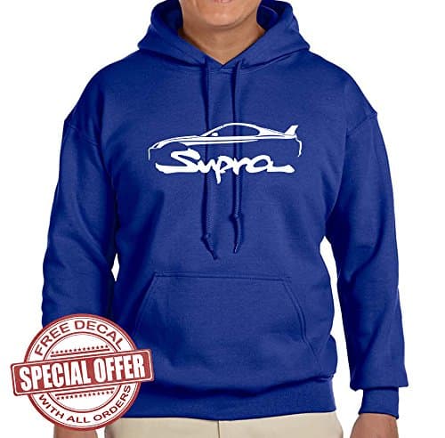 Toyota Supra Exotic Car Classic Outline Design Hoodie Sweatshirt Medium Royal