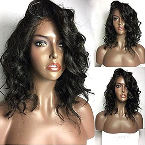 Fennell Natural Loose Wave Full Lace Wigs With Baby Hair Short Bob Human Hair Wigs For Women (14 inches, Full lace wig)