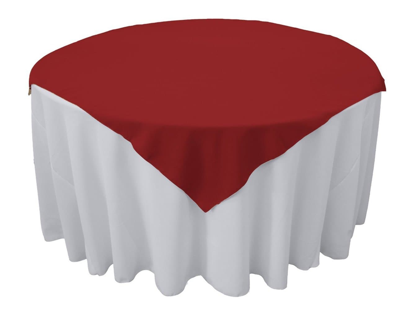 Universal Fabric Polyester Poplin Table Overlay, 60" x 60" Square, Red