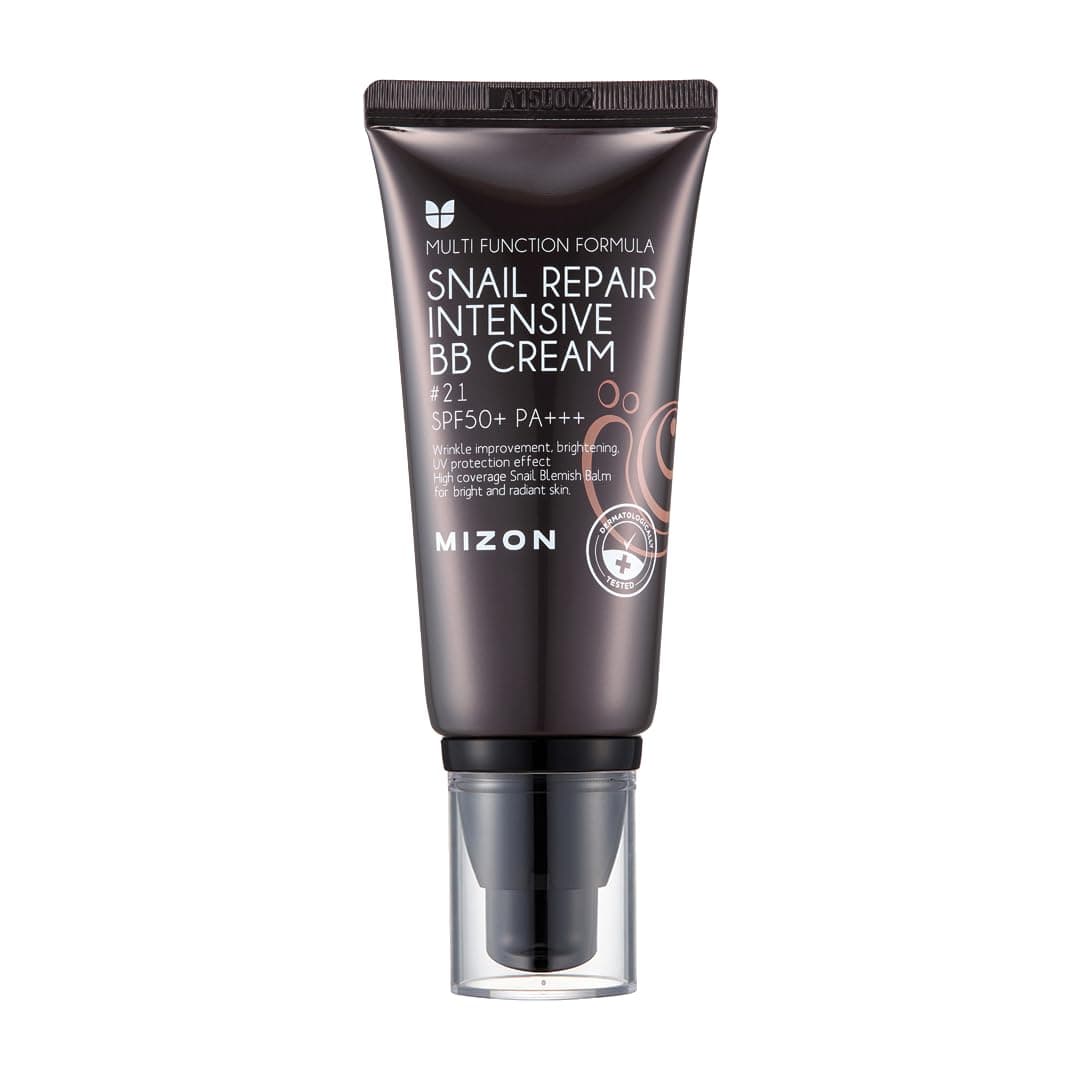 MIZON Snail Repair Blemish Balm, Multifunctional BB Cream with Snail Mucus Filtrate, Skin Care and Makeup Coverage, Strenghtens Skin Elasticity, Improves Fine Wrinkles, Korean Skincare (#21)