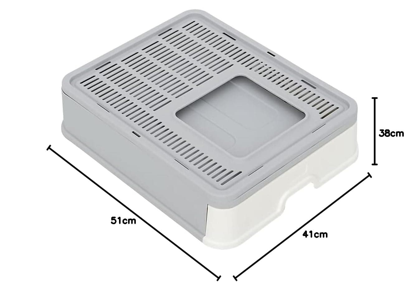 XXL Foldable Cat Litter Box with Lid and Pet Litter Shovel - Large Cat Tray, Grey