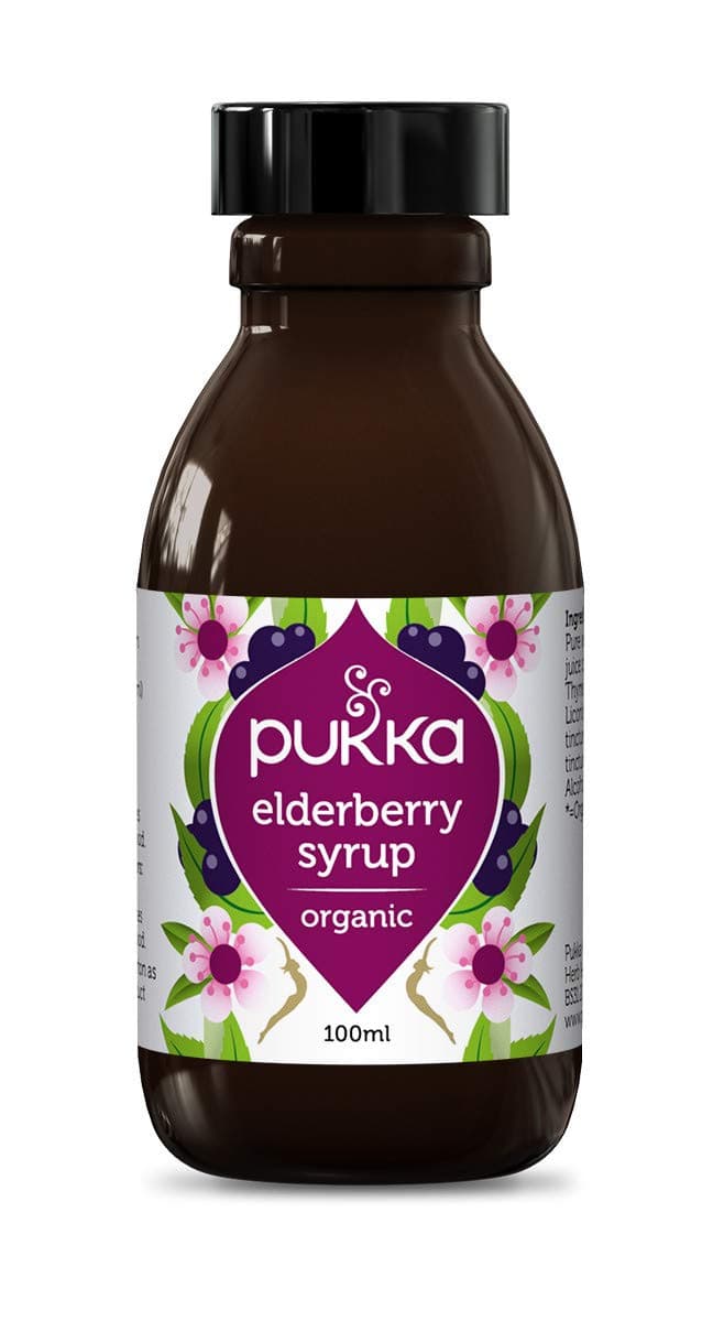Pukka Herbs Elderberry Syrup Organic Herbal Supplement, with Manuka Honey, Ginger & Thyme, Suitable for age 2+yrs, Non-GM, Vegetarian, 100 ml Bottle