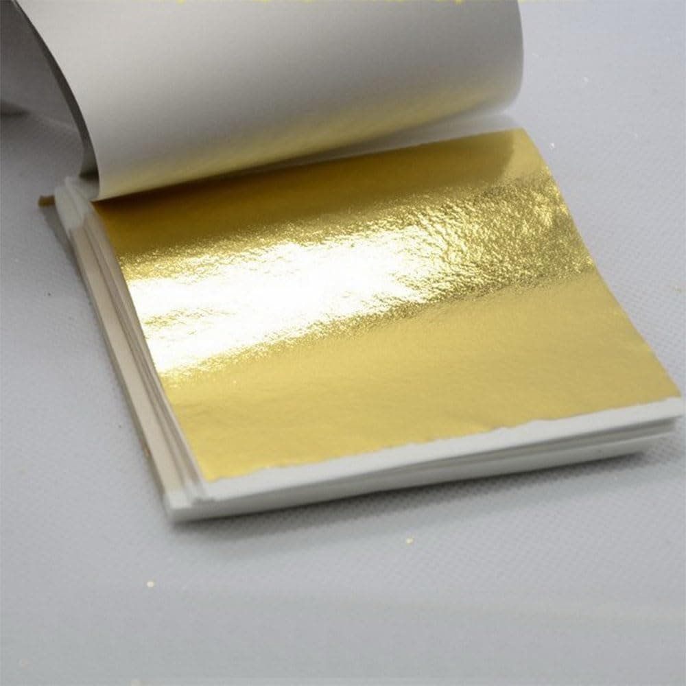 BoYue 100PCS 24K Pure Genuine Gold Leaf Foil Sheet Gold Decoration (Gold)