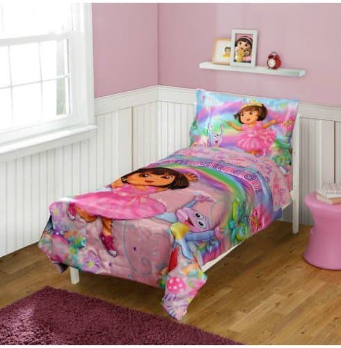 Dora the Explorer Toddler Bedding 4-Piece Set, La Imagination