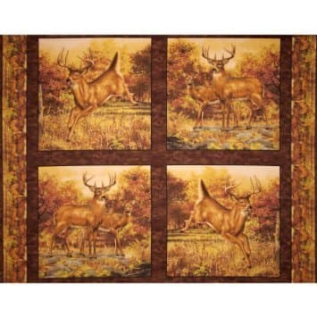 Whitetail Deer Fabric Pillow Panel - a Hautman Design (Great for Quilting, Sewing, Craft Projects, Throw Pillows & More) 35" X 44"