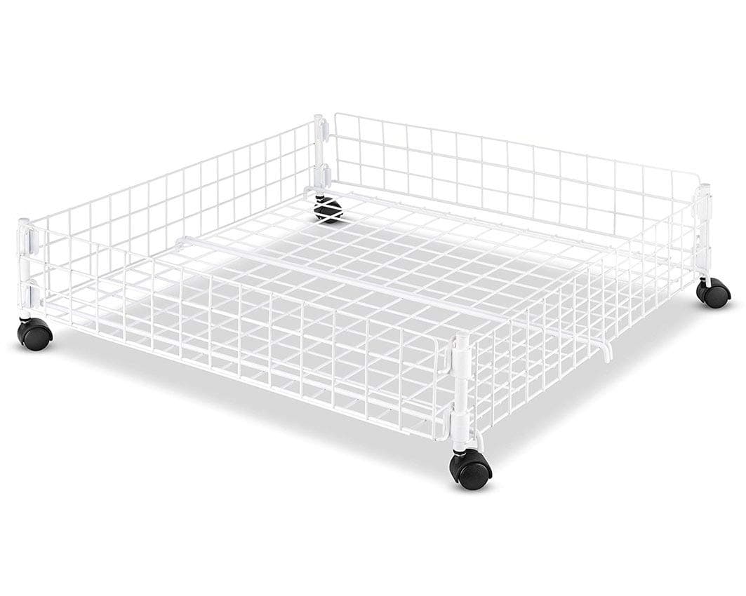 Whitmor Rolling White Wire Underbed Cart