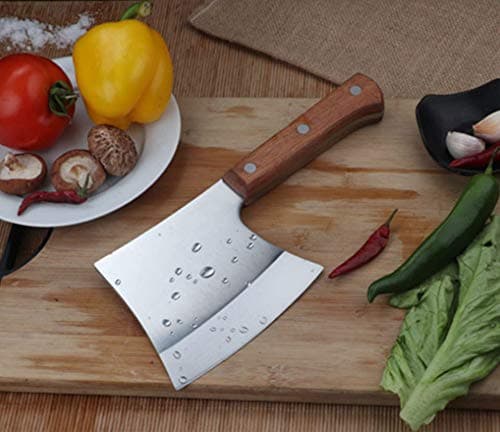 Heavy-duty-cleaver,Meat cleaver, bone cleaver, stainless steel bone cleaver, Chinese chef bone cuter solid wood handle, multifunctional home kitchen