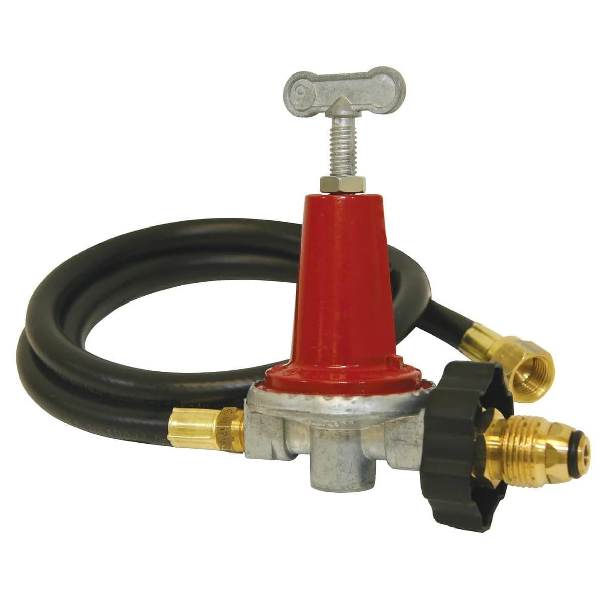 5HPR-40 0-40-psi Adjustable Regulator w/ 48-in Thermoplastic Hose Features Soft Nosed POL 3/8-in Flare Swivel Fitting Designed Single & Double Jet Cookers