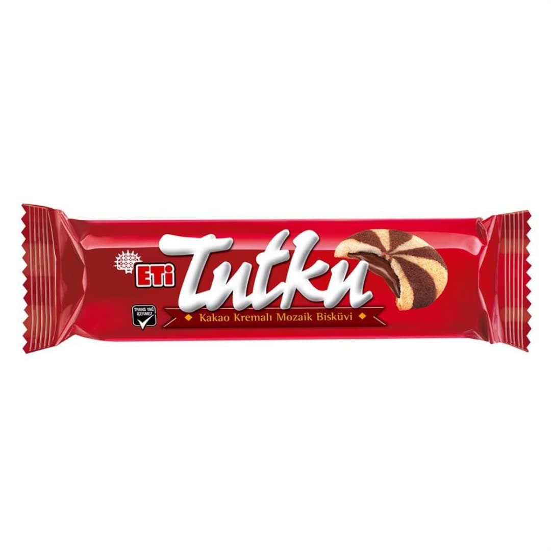 Eti Tutku Cocoa Cream Biscuits x 15 Pack – Crunchy Cocoa Cookies with Creamy Filling – Turkish Chocolate Sandwich Biscuits – Individually Wrapped Snack Packs