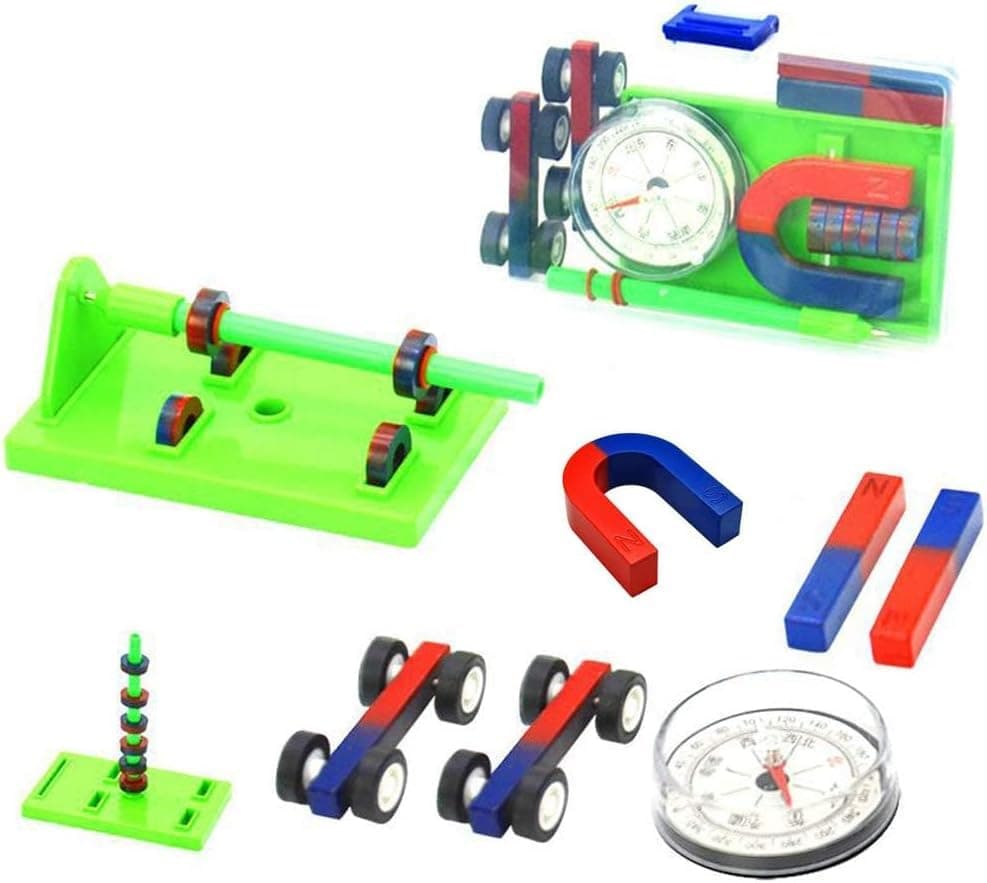 Science Magnet Set for Kids, Junior Science Magnet Set for Education, Science Experiment Tool, Physics Educational Toys, Ring Horseshoe Compass Magnets, Explorers Education Science Experiment Tool