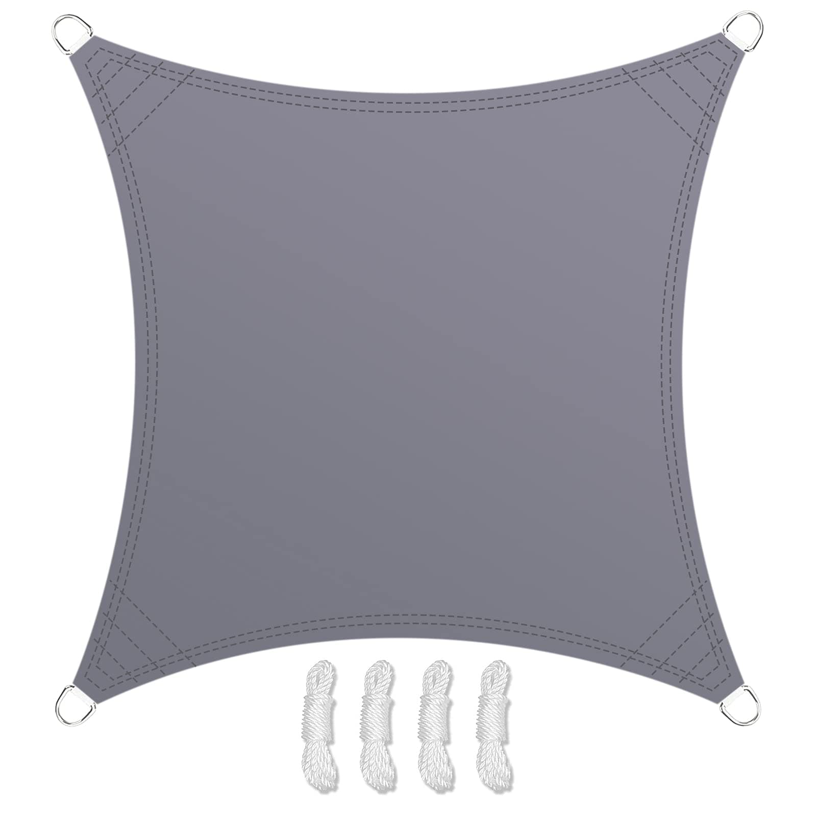 Sun Shade Sail Square 3x3m Waterproof Shade Sail for Outdoor Garden Patio Party 98% UV Block Sunscreen Awning Canopy Sunsail with Free Rope, Light Grey