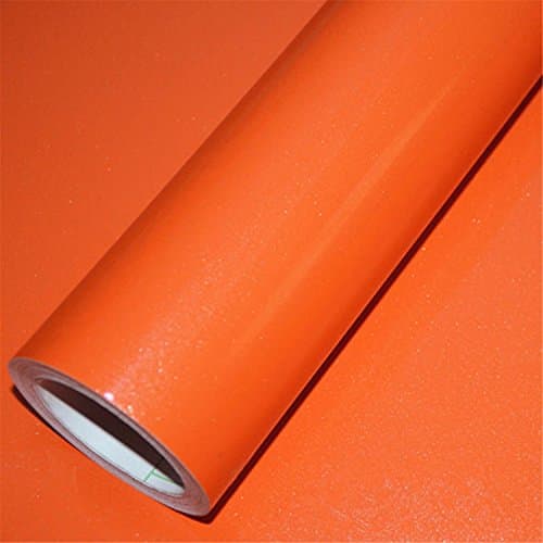 New 61cm Wide PVC Vinyl Films Self Adhesive Wallpaper Wardrobe Cupboard Furniture Poster Kitchen Orange 61CM X 5 Meters