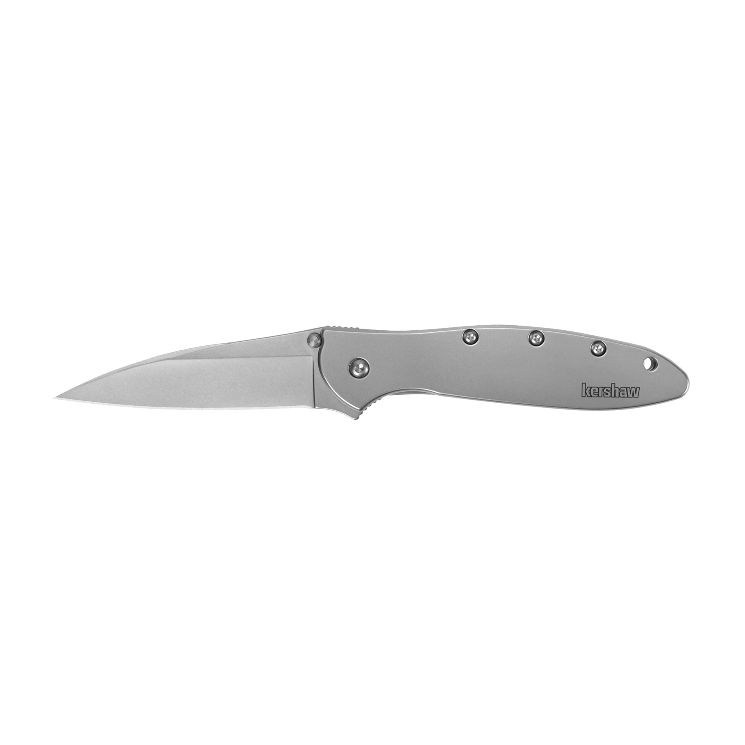 Kershaw Leek Black EDC Pocketknife, 3" Sandvik 14C28N Steel Blade, Assisted Opening Folding Knife