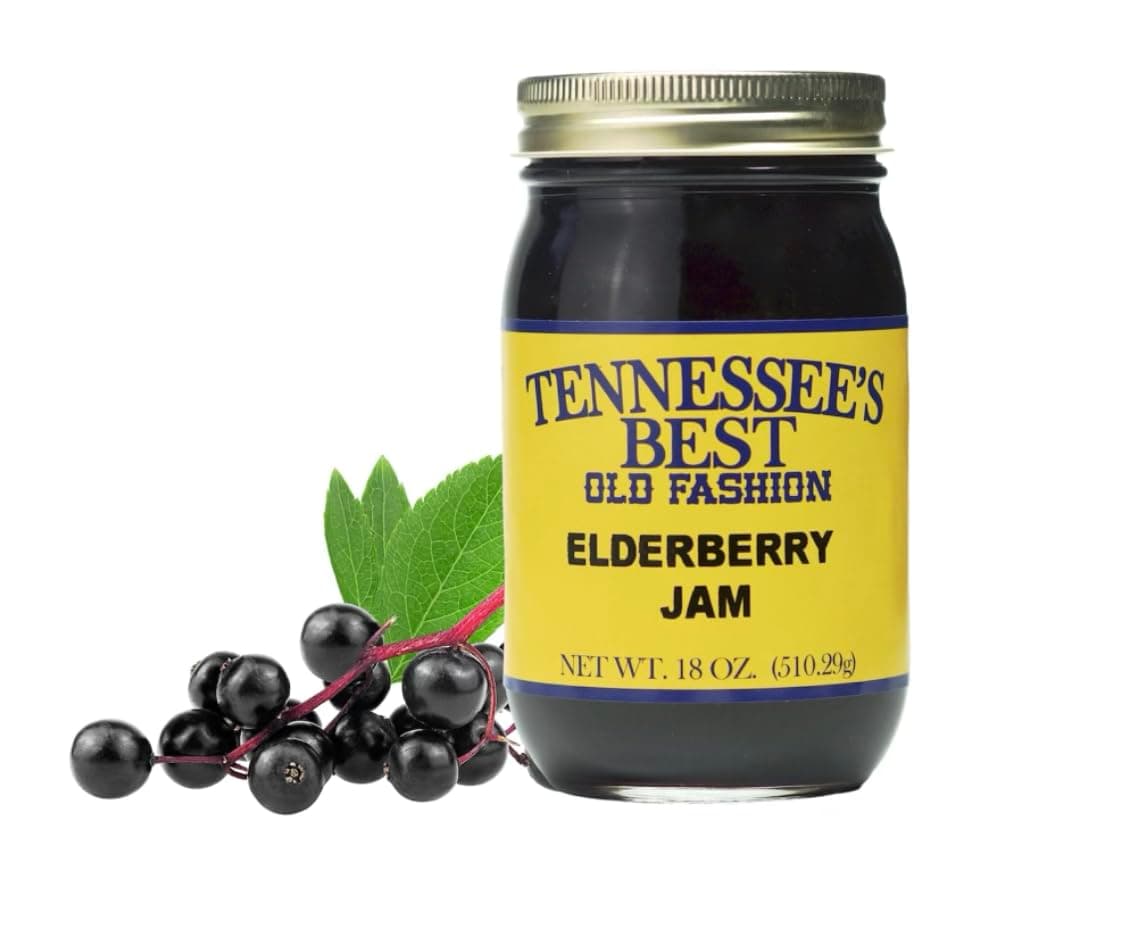 Tennessee's Best Old Fashioned Elderberry Jam | Handcrafted With Simple Ingredients | Small Batch Made | 18 oz Resealable Glass Jar (Elderberry Jam)