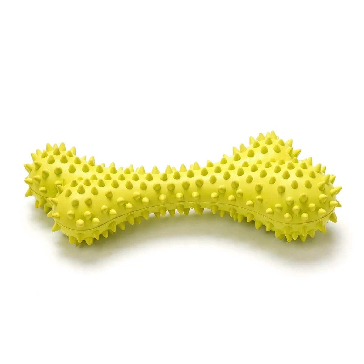 Spiked Dog Bone, Chewing Bone for Aggressive Teethers, Dental Care, Teething Chew Toy, Calming/Soothing Chew Toy for Dogs (Yellow)