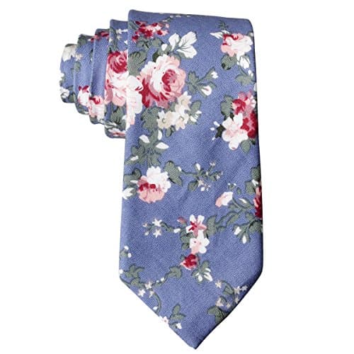 EasyJoy Skinny Ties Men's Cotton Printed Floral Necktie (color 15)