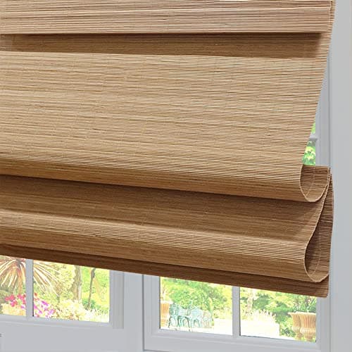 LANTIME Wood Window Roman Shades, Lined Blackout Bamboo Roman Shades Blinds, Easy Installation for Home and Garden, Pattern 6