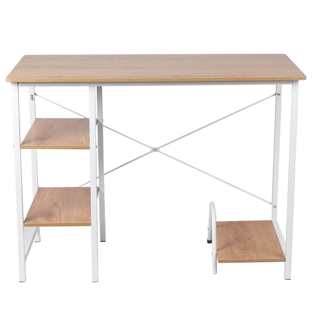 Modern Computer Desk Computer Table Training Table Writing Table Study Desk Computer PC Laptop Table Workstation with Wooden Tabletop and Metal Frame for Home Office,100 * 48 * 73cm(Walnut)