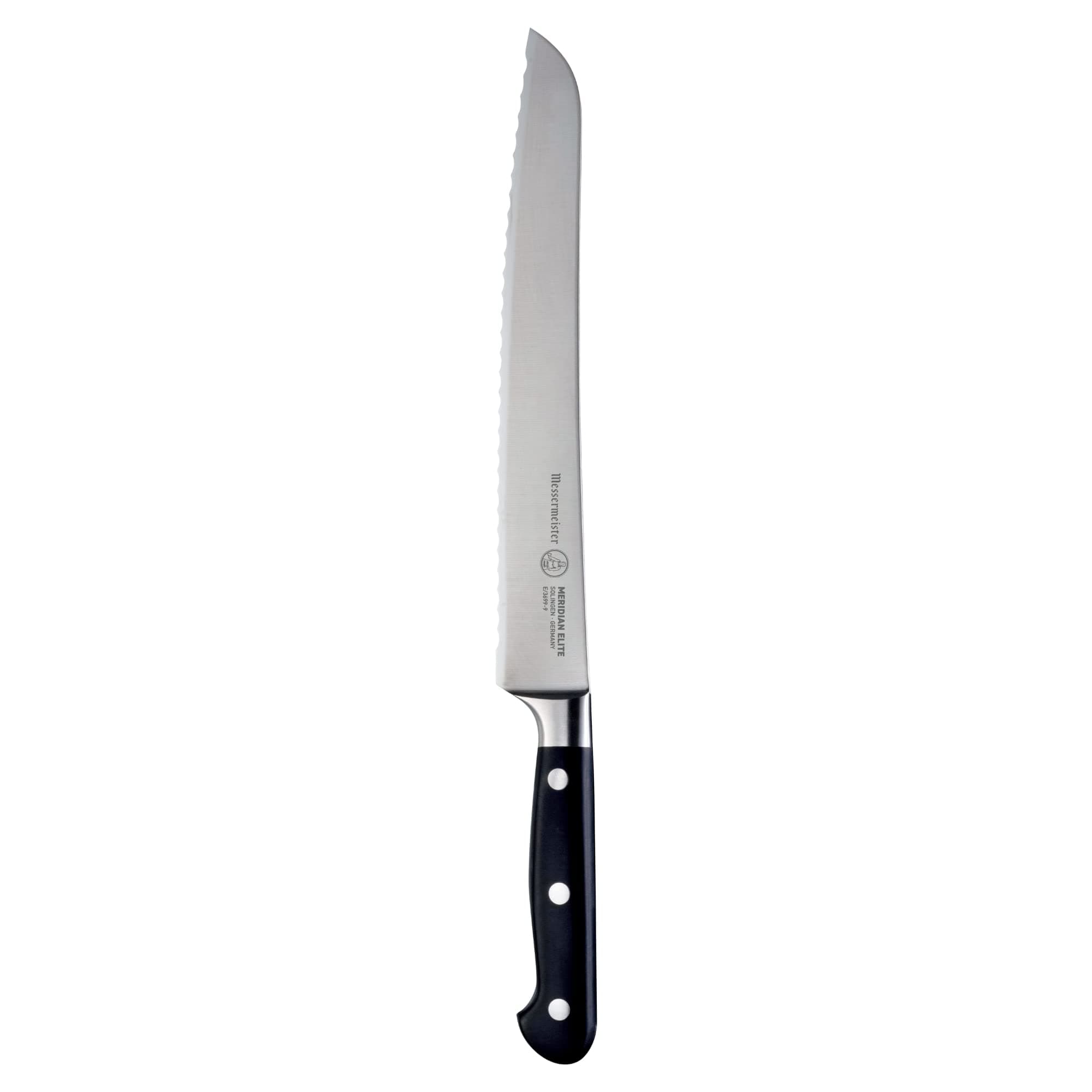 Meridian Elite 9” Scalloped Bread Knife - Fine German Steel Alloy Blade - Rust Resistant & Easy to Maintain