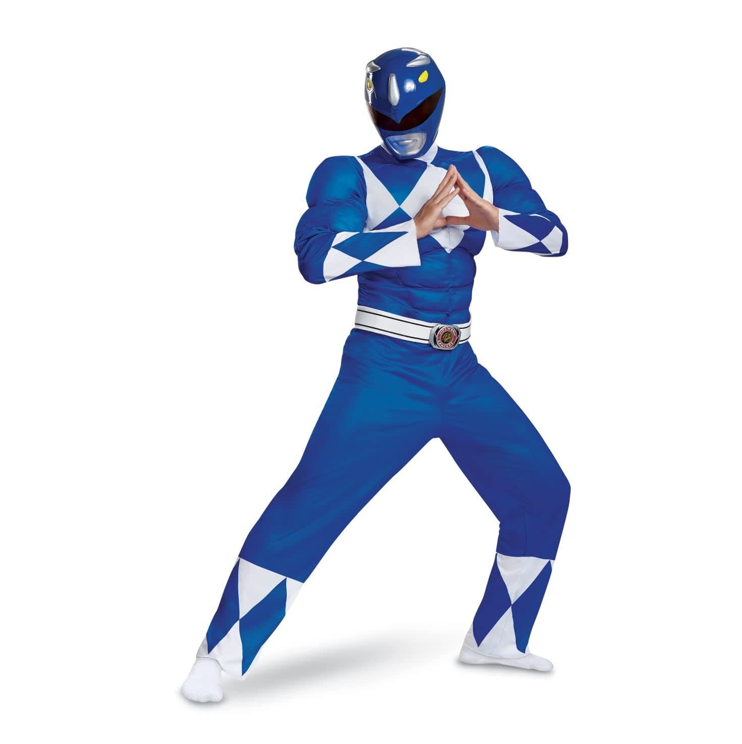 Disguise Muscle Blue Power Rangers Costume Adult, Superhero Costumes For Adults