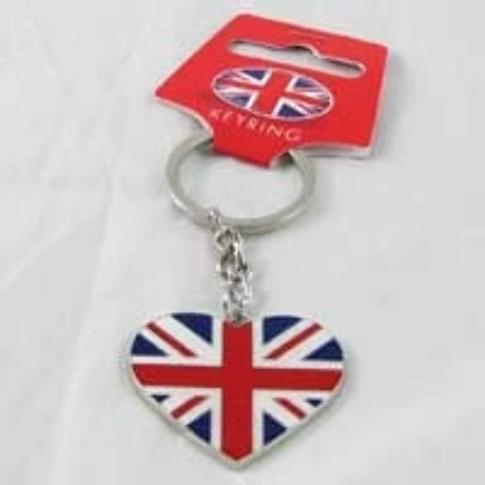 ElgateProducts Funky British Flag Heart Shaped Union Jack Glitter Souvenir Keychain