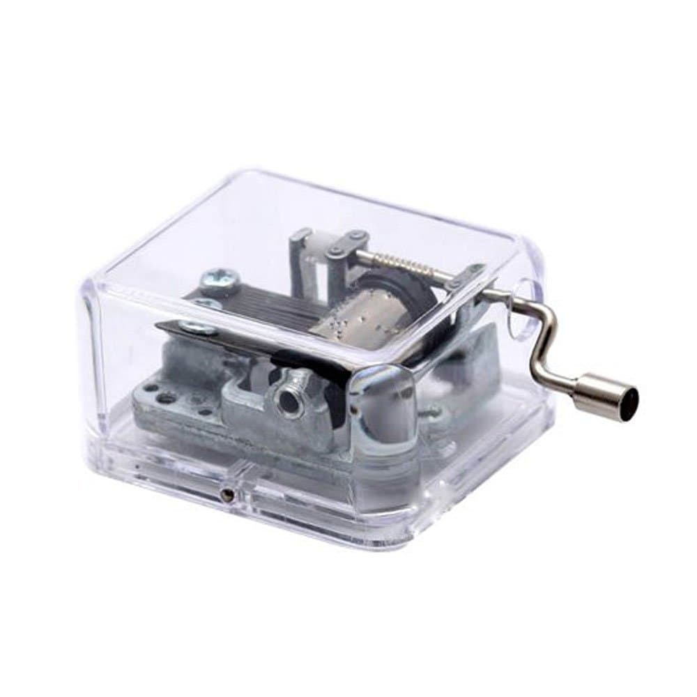 YouTang Plastic Hand Crank Music Box SY003 (18 Note Movement in Silver,Set of 1) (Tune is Carrying You from Castle in The Sky)