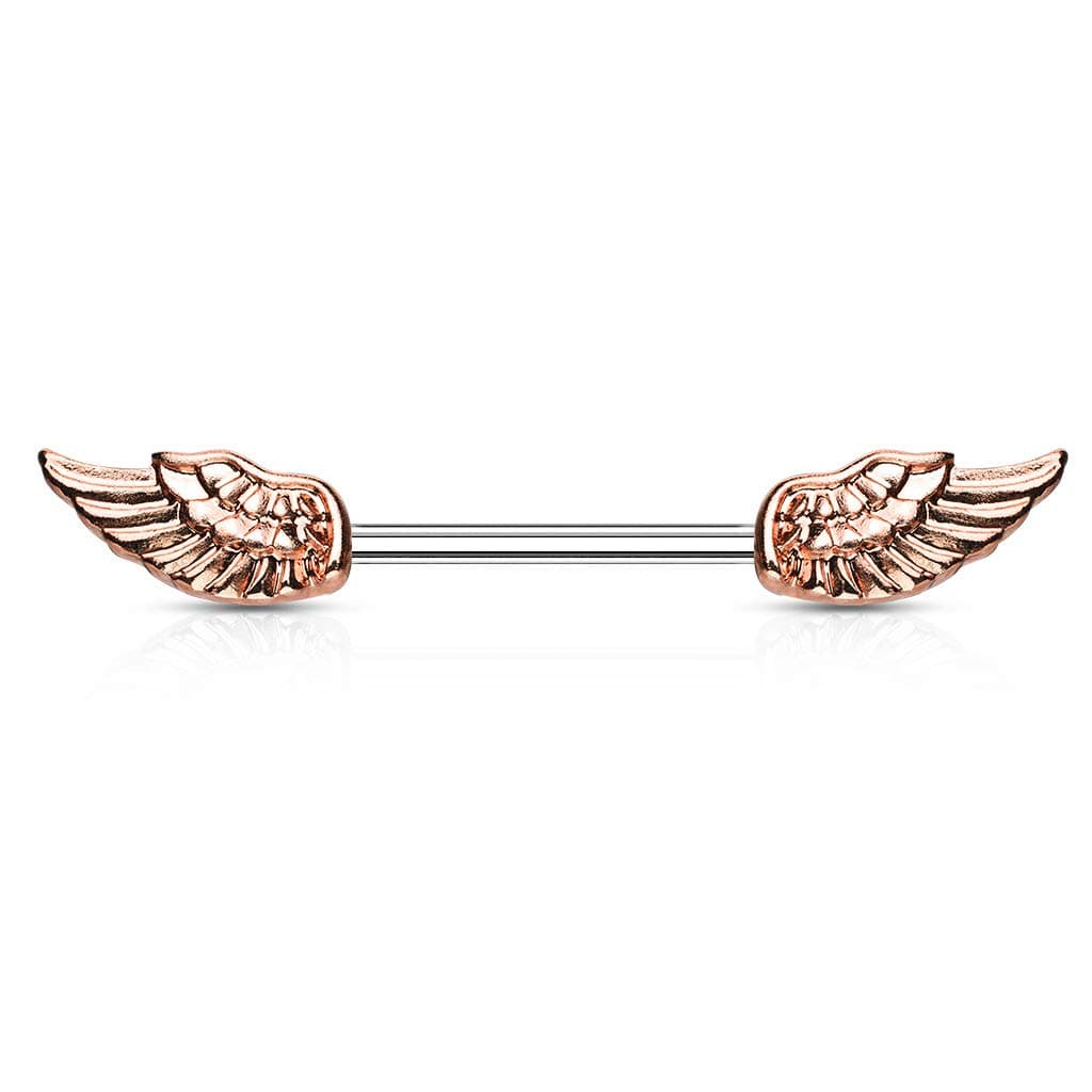 Pair of 14GA (1.6mm) 9/16" (14mm) Angel Wings 316L Surgical Steel Nipple Barbell Rings F173