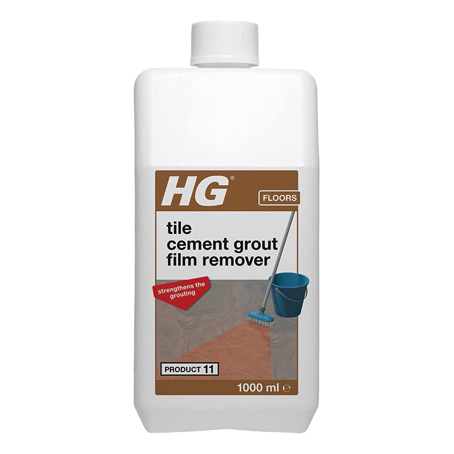 HG Tile Cement Grout Film Remover, Efflorescence Remover & Tile Grout Cleaner, Effective Tile Grout Remover & Floor Tile Cleaner, Natural Stone Safe Floor Cleaner & Grout Stain Remover - 1 Litre