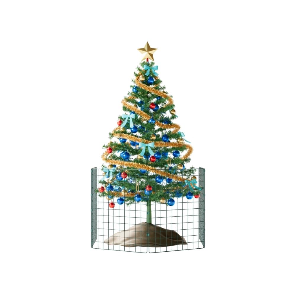 Present Protector Xmas Tree Fence Pet Guard, Christmas Tree Protector from Dogs, Pet-Safe Barrier to Protect Christmas Decorations, 75cm High x 50cm Wide 5 Panels