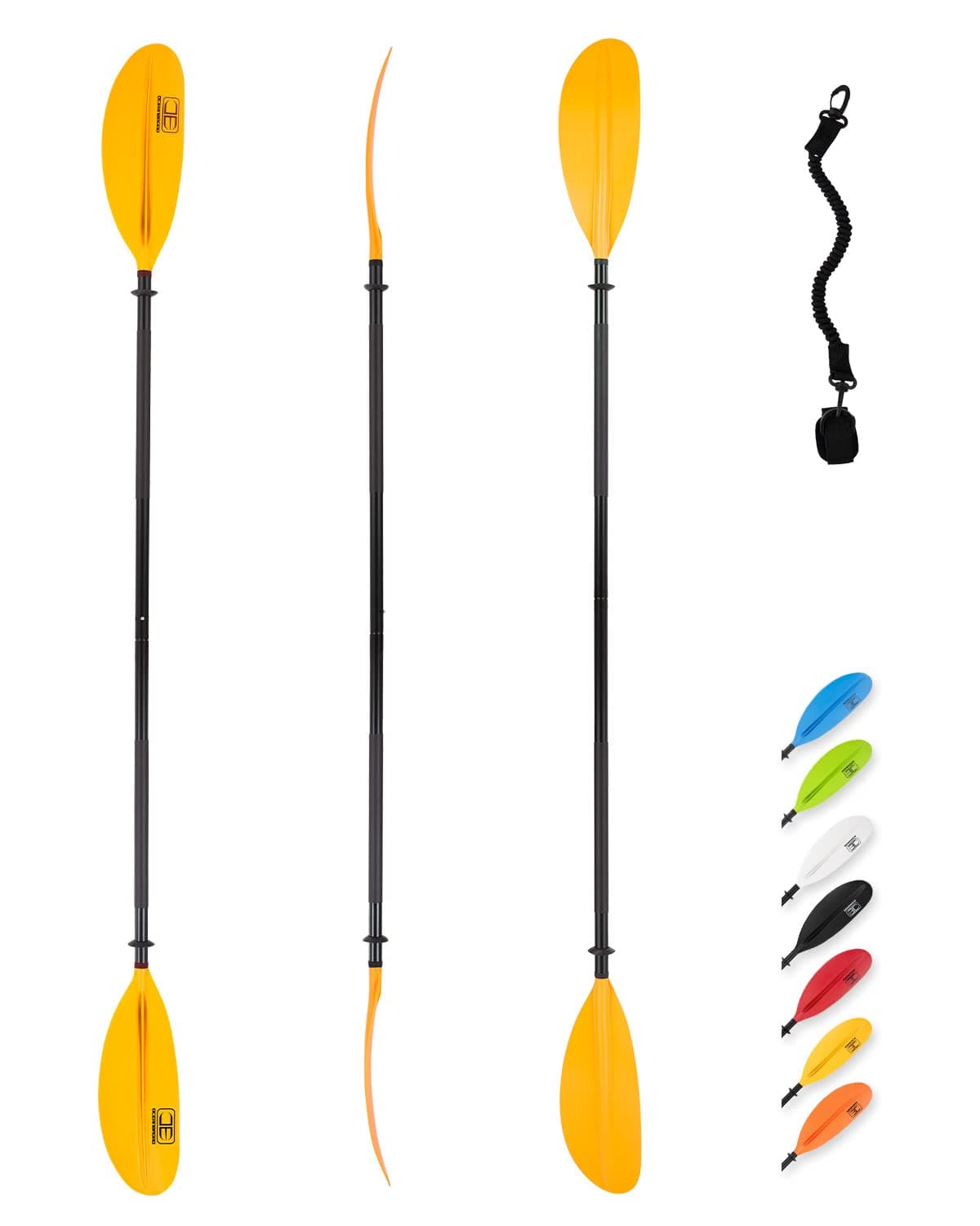 Kayak Paddle 86in/218cm, 90.5in/230cm, 95in/241cm Alloy Shaft Kayaking Boating Canoeing Oar with Paddle Leash